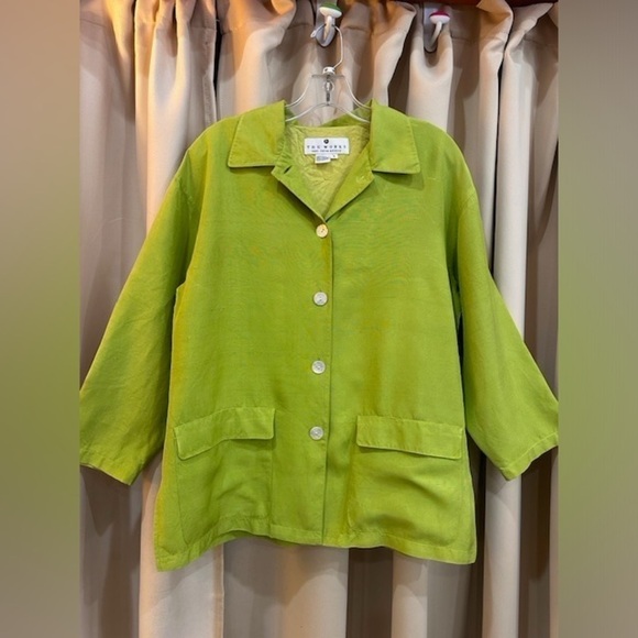 The Works by SAKS 5th Ave Silk Green Jacket Blazer size 6 - Picture 1 of 3